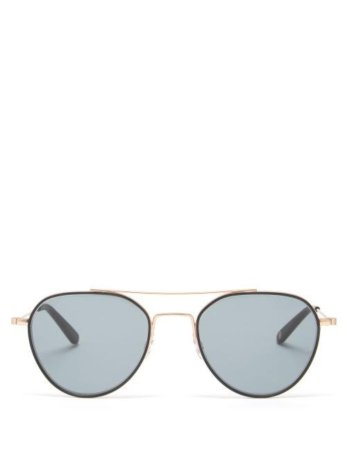 Matchesfashion.com Garrett Leight - San Miguel 50 Aviator Metal Sunglasses - Womens - Black Gold