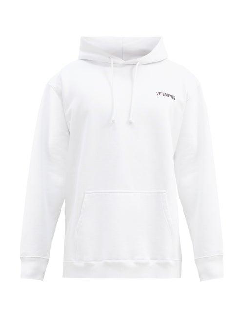 Matchesfashion.com Vetements - Logo-print Cotton-blend Hooded Sweatshirt - Mens - White
