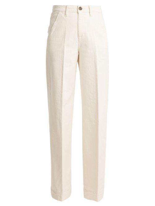 Matchesfashion.com Frame - Easy High Rise Wide Leg Jeans - Womens - Cream