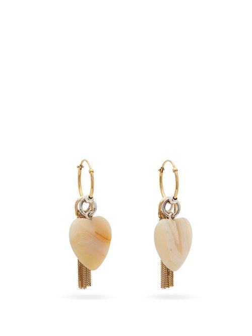 Matchesfashion.com Bottega Veneta - 18kt Gold Plated Hoop And Drop Earrings - Womens - Gold