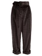 Isa Arfen Tartan-checked Wide-leg Cotton-velvet Trousers