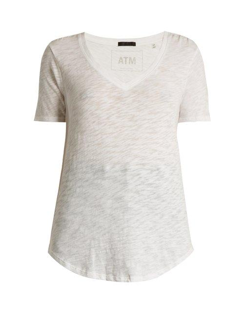 Matchesfashion.com Atm - V Neck Slub Cotton Jersey T Shirt - Womens - White