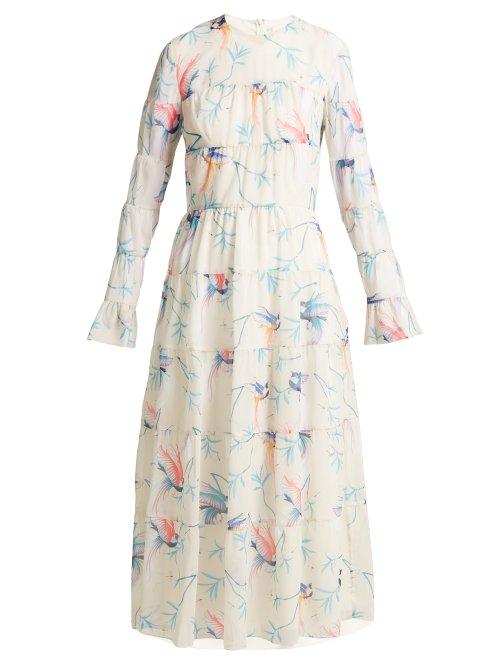 Matchesfashion.com Borgo De Nor - Viola Printed Chiffon Maxi Dress - Womens - White Print