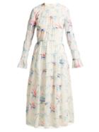 Matchesfashion.com Borgo De Nor - Viola Printed Chiffon Maxi Dress - Womens - White Print