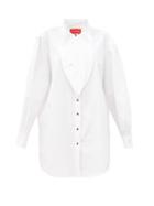 Matchesfashion.com Art School - Artist Brooch-embellished Cotton Shirt Dress - Womens - White
