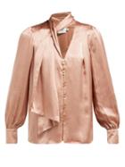 Matchesfashion.com Aje - Astrid Neck Scarf Hammered Silk Blouse - Womens - Camel