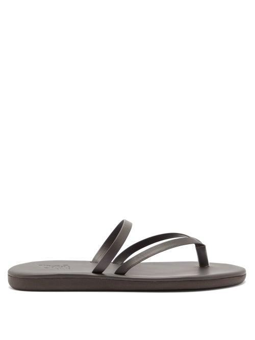 Matchesfashion.com Ancient Greek Sandals - Crossover Leather Slides - Womens - Dark Brown