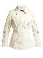 Matchesfashion.com Ganni - Angela Fringed Leather Jacket - Womens - White