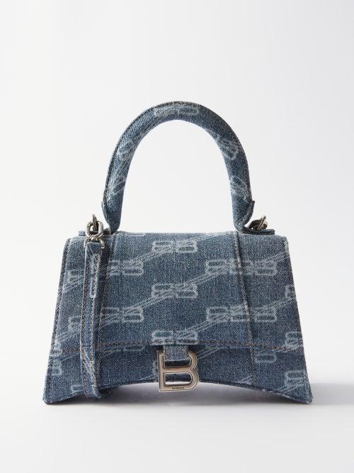 Balenciaga - Hourglass Monogrammed Denim Bag - Womens - Denim
