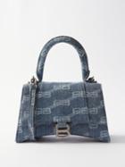 Balenciaga - Hourglass Monogrammed Denim Bag - Womens - Denim