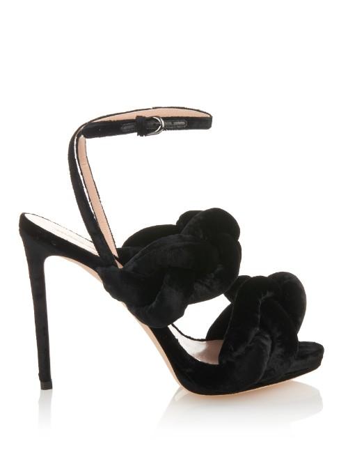 Marco De Vincenzo Plaited Velvet Sandals