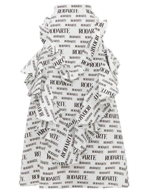 Matchesfashion.com Rodarte - Logo Print Cloqu Maxi Skirt - Womens - White Black