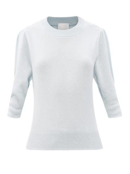 Matchesfashion.com Allude - Puff-sleeve Cashmere Sweater - Womens - Light Blue