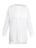 Jil Sander Piazza Step-hem Collarless Cotton Shirt
