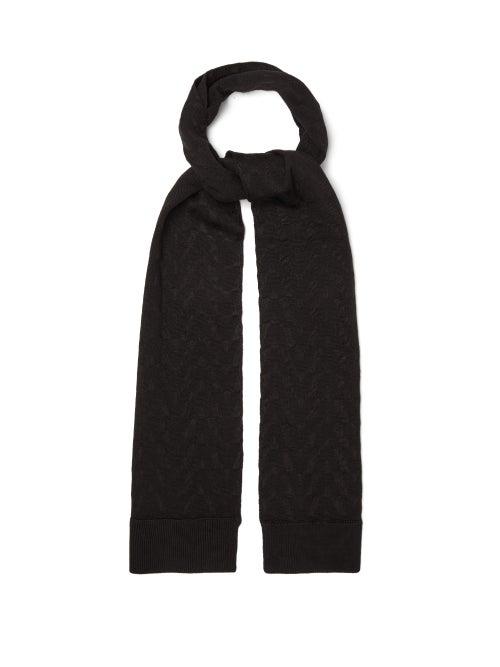 Valentino Garavani - Optical Valentino-jacquard Wool-blend Scarf - Mens - Black