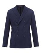 Matchesfashion.com The Gigi - Ziggy Double-breasted Knitted Cotton-blend Blazer - Mens - Navy