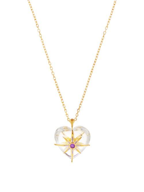 Matchesfashion.com Theodora Warre - Heart Quartz, Amethyst & Gold-plated Necklace - Womens - Gold