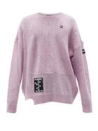 Matchesfashion.com Raf Simons - Reversed Slogan-patch Cabled-wool Sweater - Mens - Purple
