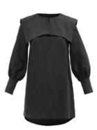 Ladies Beachwear Les Vacances D'irina - Panarea Sailor-collar Linen Mini Dress - Womens - Black