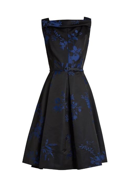 Oscar De La Renta Floral-jacquard Satin Dress