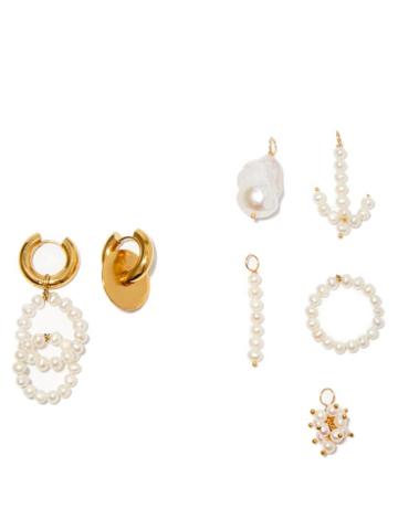 Matchesfashion.com Timeless Pearly - Mismatched 24kt Gold-plated Earrings And Charm Set - Womens - Pearl