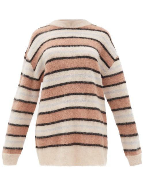 Matchesfashion.com Acne Studios - Karalynn Intarsia-striped Oversized Sweater - Womens - Pink Multi