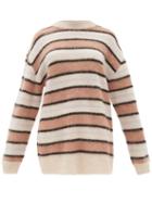 Matchesfashion.com Acne Studios - Karalynn Intarsia-striped Oversized Sweater - Womens - Pink Multi