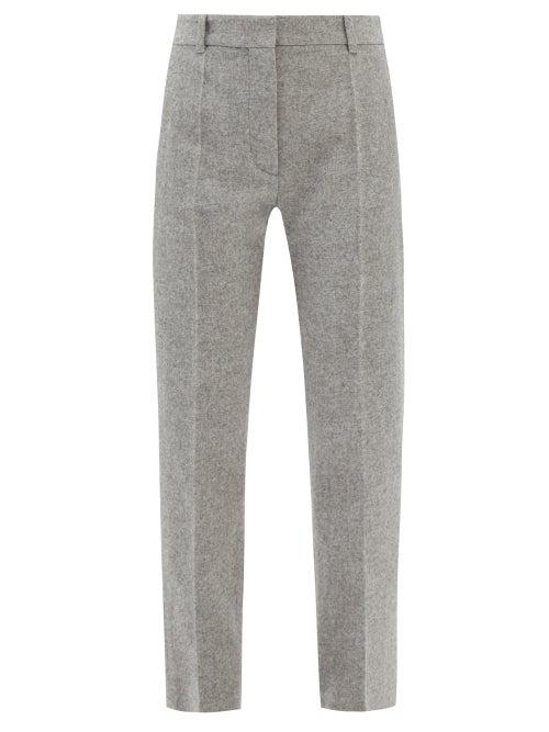 Joseph - High-rise Felted-wool Straight-leg Trousers - Womens - Light Grey