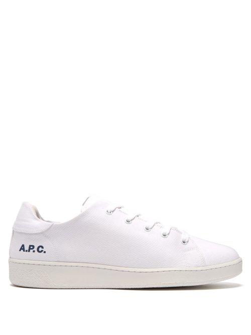 Matchesfashion.com A.p.c. - Logo Print Canvas Trainers - Mens - White