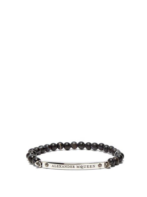 Matchesfashion.com Alexander Mcqueen - Skull And Beads Bracelet - Mens - Black