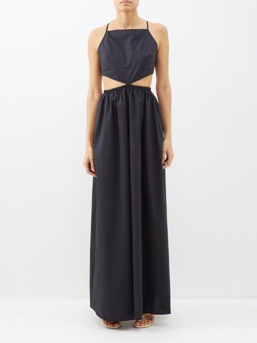 Staud - Myla Cutout Cotton-blend Poplin Dress - Womens - Black