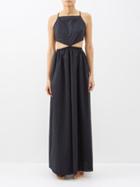 Staud - Myla Cutout Cotton-blend Poplin Dress - Womens - Black