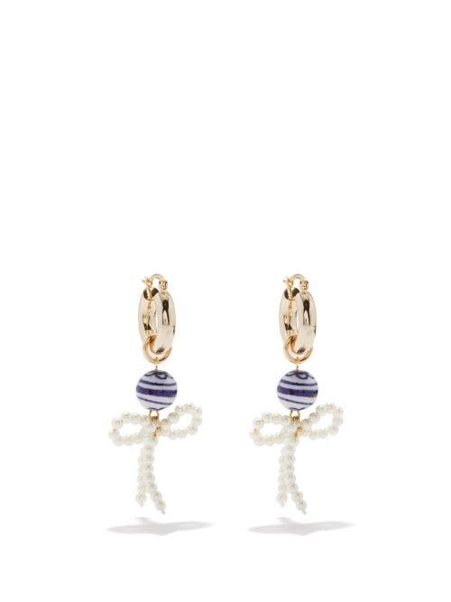 Shrimps - Ima Faux-pearl And Ceramic Earrings - Womens - Blue Multi