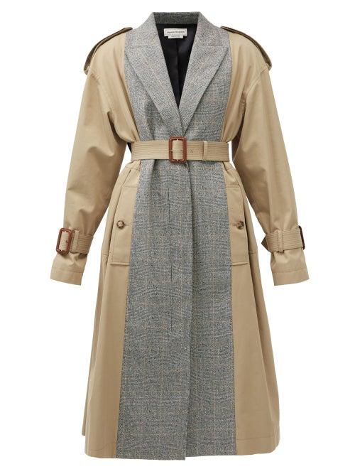 Matchesfashion.com Alexander Mcqueen - Panelled-gabardine Trench Coat - Womens - Beige Multi