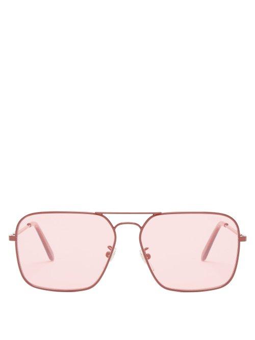 Matchesfashion.com Retrosuperfuture - Iggy Amaranth Square Frame Aviator Sunglasses - Womens - Red