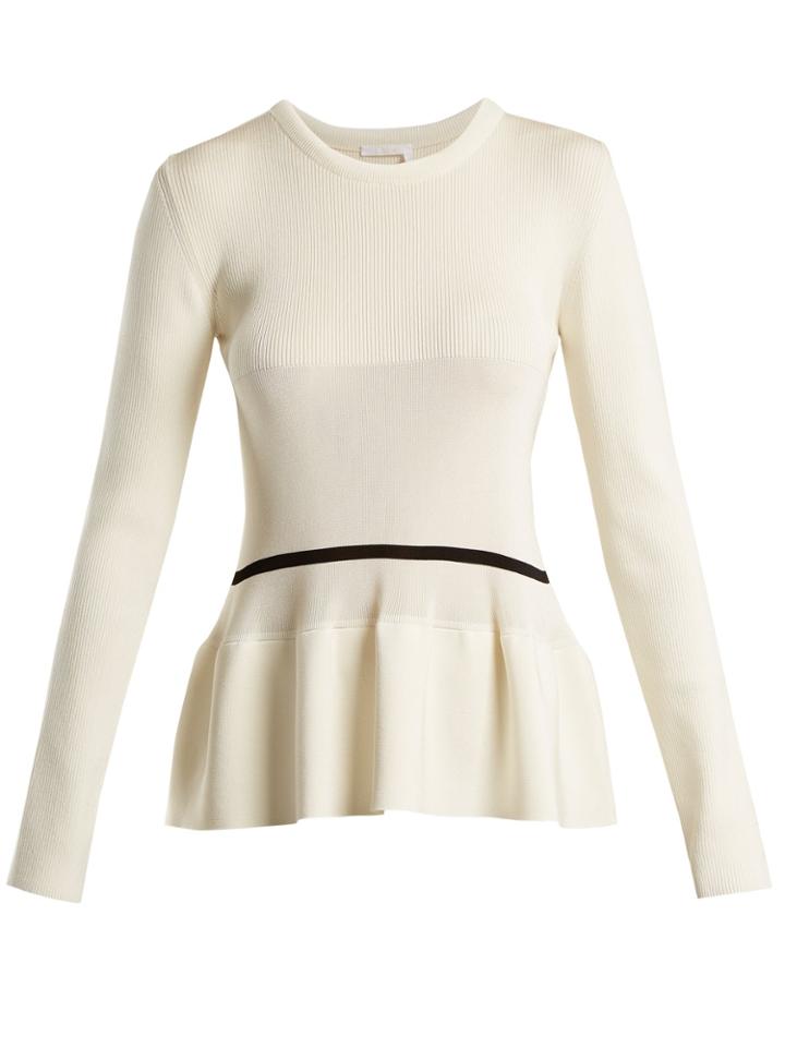 Chloé Peplum-hem Striped-detail Sweater