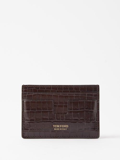 Tom Ford - T-line Croc-effect Leather Cardholder - Mens - Brown