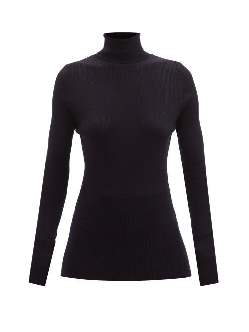 Raey - Roll-neck Fine-rib Merino Wool Sweater - Womens - Navy