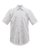 Matchesfashion.com Balenciaga - Striped Cotton Poplin Shirt - Mens - White Navy