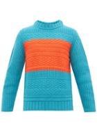 Matchesfashion.com Paul Smith - Contrast Panel Wool Blend Sweater - Mens - Blue