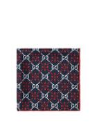 Matchesfashion.com Gucci - Gg Logo Print Silk Pocket Square - Mens - Navy