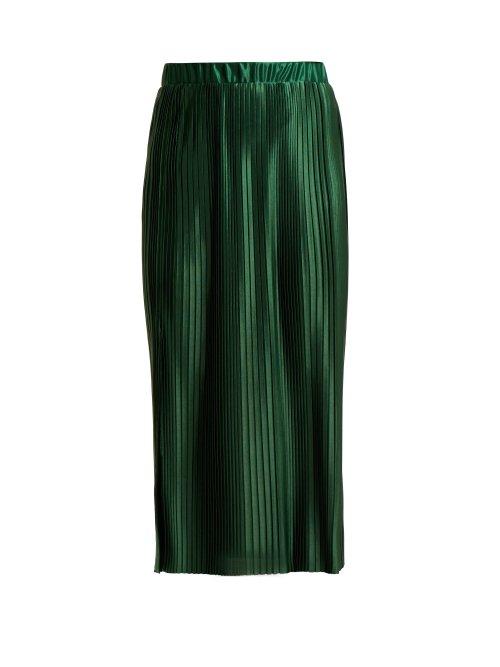 Matchesfashion.com Givenchy - Pleated Satin Skirt - Womens - Green