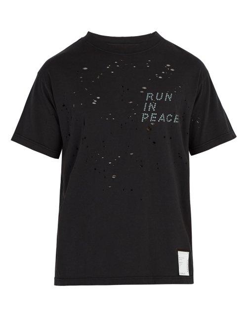 Matchesfashion.com Satisfy - R.i.p Moth Eaten Cotton T Shirt - Mens - Black