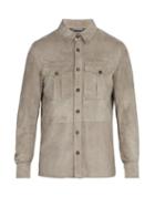 Matchesfashion.com Ralph Lauren Purple Label - Barron Point Collar Suede Jacket - Mens - Grey