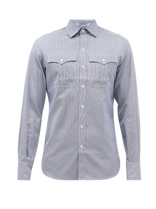 Sbline - Safari Flap-pocket Cotton-poplin Shirt - Mens - Blue