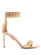 Matchesfashion.com Aquazzura - Liberty 85 Ruched Leather Sandals - Womens - Gold