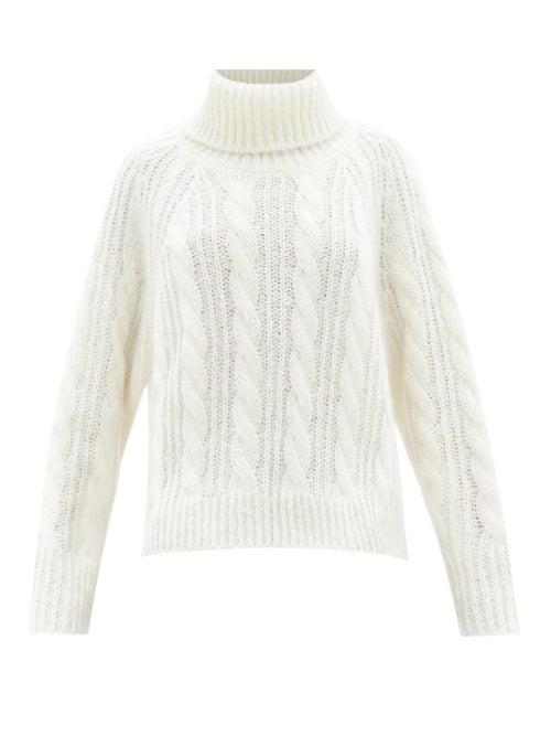 Cecilie Bahnsen - Grayson Cable-knit Mohair-blend Roll-neck Sweater - Womens - Ivory