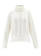 Cecilie Bahnsen - Grayson Cable-knit Mohair-blend Roll-neck Sweater - Womens - Ivory