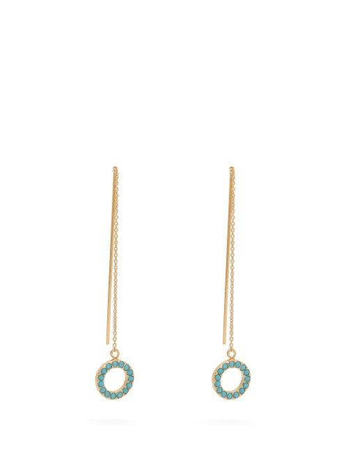 Matchesfashion.com Isabel Marant - Turquoise Embellished Chain Drop Earrings - Womens - Blue