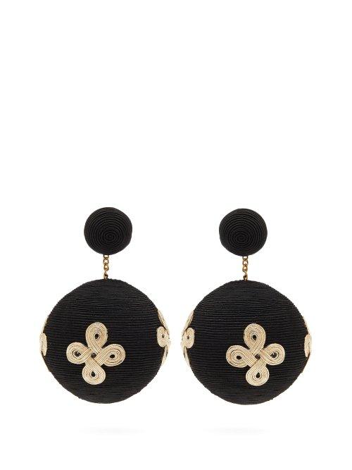 Matchesfashion.com Rebecca De Ravenel - Pandora Cord Clip On Earrings - Womens - Black